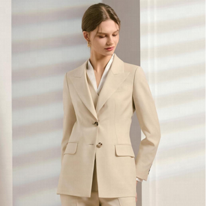 Abiti da <span class=keywords><strong>Donna</strong></span> su Misura alla Moda, Completi da Lavoro Femminili Personalizzati con MOQ Basso, Tessuto 100% Lana Super120s Bianco Latte, Fornitura a Lungo Termine - Product Image 1