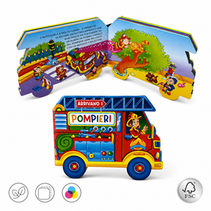 Libro Cartonato Personalizzato a Forma di Veicolo, <span class=keywords><strong>Camion</strong></span> <span class=keywords><strong>dei</strong></span> <span class=keywords><strong>Pompieri</strong></span>, Autobus per Bambini, Produzione all'Ingrosso OEM, Certificato FSC, Angoli Arrotondati, Ecologico - Product Image 1