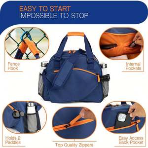 Bolsa de Pickleball Portátil de Gran Capacidad (40-50L), Impermeable, de Nailon con Protección Térmica, Bolsillos para Palas, Zapatos y Accesorios - Product Image 4