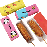Boîte d'emballage en papier pour hot-dogs biodégradable, impression personnalisée en gros, gaufrage, matériaux recyclés pour les corn-dogs coréens