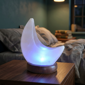 Wholesale Himalayan Pink Salt Lamp Best Quality Moon Shape Aromatherapy Lamp with Carved Wooden Base Love Style - Product Image 1