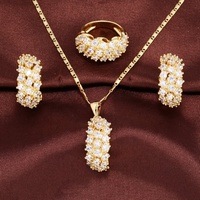 Parure de Bijoux en Zirconium et Or 18K Style Dubaï, Collier et Bijoux de Mariage Tendance pour Femme, Prix de Gros