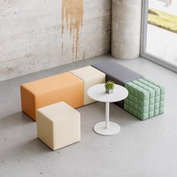Ensemble de canapés sectionnels en cuir pour bureau commercial, 7 places, mobilier moderne pour salle d'attente