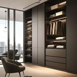 Italienischer Premium Kleiderschrank im Rustikalen Stil, Minimalistisches, Leichtes Luxusdesign, Langlebige Massivholztür für Zuhause, Schlafzimmer, Wohnzimmer Möbel - Product Image 2
