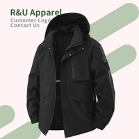 Blouson de randonnée d'extérieur haute qualité, fin, coupe-vent, imperméable, enduit, zippé, en softshell, teint uni