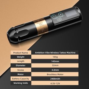 Ambition Vibe 2400mAh Power Bank Cartucho giratorio Batería Pluma <span class=keywords><strong>de</strong></span> tatuaje Kit <span class=keywords><strong>de</strong></span> tatuaje inalámbrico Pantalla digital LED para artista del tatuaje - Product Image 2
