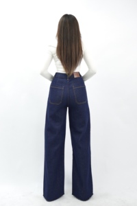 กางเกงยีนส์ขาตรงเอวสูงสีน้ำเงินเข้มแฟชั่น8814ง่ายๆสำหรับทุกโอกาส-ความสบายเก๋ไก๋และความอเนกประสงค์สำหรับฤดูร้อนหรือฤดูหนาว - Product Image 4