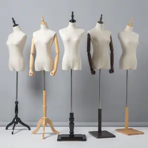 塑料半身人体模型躯干人体模型实木手臂女性织物人体模型