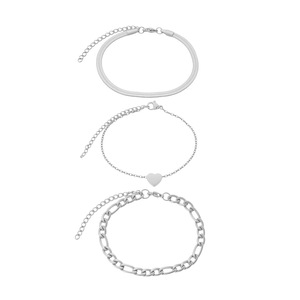 Juego de Joyería de 3 Piezas Chapado <span class=keywords><strong>en</strong></span> <span class=keywords><strong>Oro</strong></span> para Mujer, Elegante y Moderno, con Pulseras Apilables de Eslabones Cubanos y Cadena, Regalo de Moda - Product Image 6