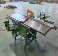 Machine à Bois Combinée Multi-Fonctionnelle avec Embrayage, Scie à Table Coulissante, Raboteuse, Fraiseuse et Perceuse
