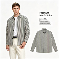 Chemise habillée boutonnée pour homme, coupe ample, à manches longues, col simple, en tissu gaufré rayé, extensible, 95% polyester 5% élasthanne
