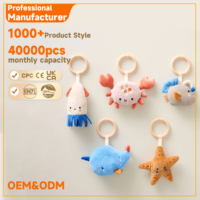Jouet sensoriel personnalisé pour bébé, animaux de la forêt en peluche avec anneau de dentition, renard, lapin, ours en peluche doux, à suspendre au berceau ou à la poussette, cadeau pour nouveau-né