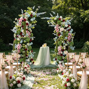 Arche de fleurs artificielles réalistes en soie, vente en gros d'usine, arche de fleurs faite à la main populaire pour mariage, décoration de toile de fond - Product Image 1