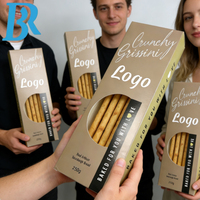 Emballage personnalisé pliable pour biscuits, grissini, bretzels, bâtonnets de pain, boîte en papier pour pain artisanal au levain avec fenêtre, boîtes cadeaux pour biscuits