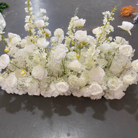 Composition florale de luxe moderne pour allée de mariage, rangée de fleurs en soie rose et blanc dégradé, ensemble facile à expédier