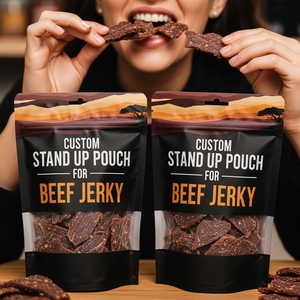 Food Safe Laminated Plastic Stand Up Zipper Pouch Tear-Resistant FDA Material Certified Packaging Option for Elk Jerky Strips - Product Image 2