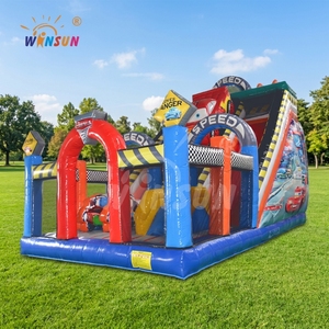 WINSUN - Castillo Inflable con Tobogán de Carreras Rojo, Tobogán Doble Comercial y Gran Área de Salto para <span class=keywords><strong>Alquiler</strong></span> en Fiestas Infantiles - Product Image 1