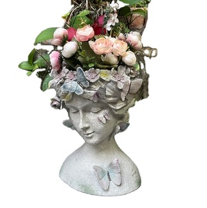 Ornements décoratifs européens créatifs pour la maison Vase de coiffure en forme de fleur Tête de déesse pouvant être plantée en résine artisanale - Product Image 4
