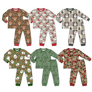 Ensemble pyjama camouflage de Noël pour garçons et filles, plusieurs imprimés de Noël, tenue de nuit douce à manches longues - Product Image 1