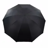 Parapluie surdimensionné de 130 cm à trois plis avec revêtement noir coupe-vent, imperméable, protection solaire et pluie, idéal pour les voyages et l'usage familial