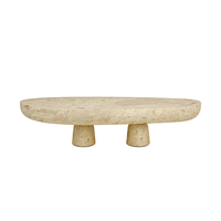 Table basse en marbre biologique forme galet Dream Home, plateau épais en dalle massive, deux bases basses, pour salon