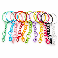 Porte-clés à anneaux fendus couleur bonbon avec chaîne et fermoir à pression pour loisirs créatifs, breloques de sac, accessoires de porte-clés, breloques de sac à main