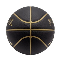Ballon de basketball Psyche Classic noir taille 7, en PU composite résistant à l'usure avec canaux dorés pour l'entraînement en ville et en salle