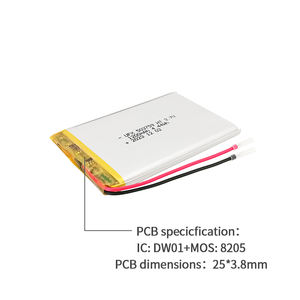 3.7 वी 1200 माया उच्च तापमान लिथियम पॉलिमर (लिपो) बैटरी पाउच आयन के साथ kc. - Product Image 3