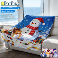 Couverture en flanelle d'anime de qualité supérieure OEM, couverture en peluche douce et chaude, vente en gros de couvertures douces et chaudes pour canapé, pour la maison, pour Noël