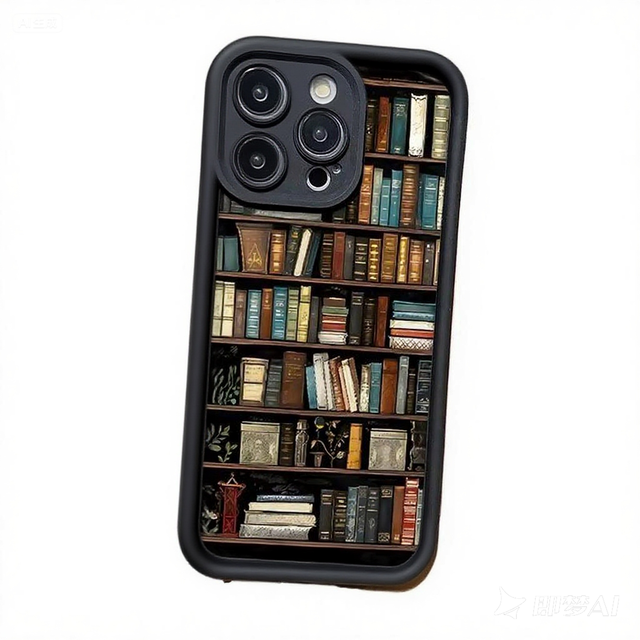 Retro Vintage TPU Bookshelf Compatible for iPhone Cases for Apple 14 Pro/15/16 Includes Camera Protector & Stylish INS Styles