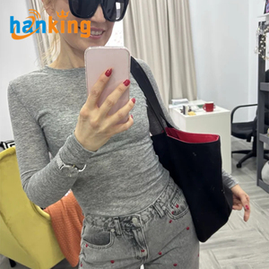 Ehanking, camisetas ajustadas elásticas de algodón para mujer, camisetas informales de manga larga sólidas para mujer, camiseta fina Sexy - Product Image 3