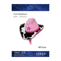 Ballons en aluminium en forme de vache, cheval, chapeau de cowboy, fer à cheval et bottes, avec emballage en papier, pour décoration de fête d'anniversaire, ballons animaux pour enfants