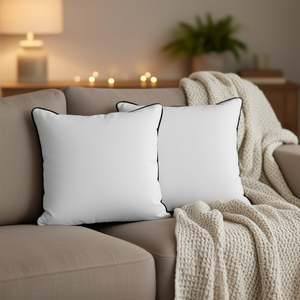 Fundas de Almohada Decorativas Cuadradas para el Hogar, 18 x 18 Pulgadas, Blancas, Alternativa a la Pluma, Paquete de 2, Lavables, Estilo Minimalista - Product Image 2