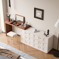 Coiffeuse à rabat en bois massif avec miroir intégré et tiroirs, style mi-saison, pour chambre principale