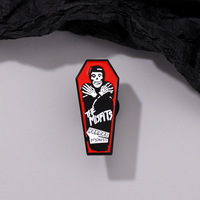 Broche Émail Squelette Cercueil Rétro Noir Blanc Sourire de la Mort Horreur pour Sac à Dos Vêtements Badges Punk Cadeaux Promotionnels