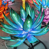 JFL-28 Nouvel An Chinois Lanterne Festival Décoration Extérieure LED Soie Vivid Date Fleur Lanterne