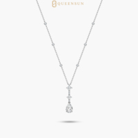 Queensun vente en gros OEM 2carats IGICertified 14K 18K or diamant cultivé en laboratoire trois pierres style, poire et princesse collier bijoux