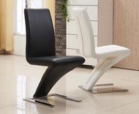 Chaise de salle à manger moderne en velours en forme de Z avec revêtement en cuir PU et acier inoxydable chromé