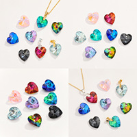 Nouvelle couleur, vente en gros, strass en verre cristal en forme de cœur de pêche, à trou unique, à coudre, à dos pointu, pour boucles d'oreilles DIY