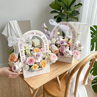 Sac de transport pour bouquet de fleurs, sac d'emballage pour plantes succulentes en pot, sac cadeau en carton blanc laminé pour fleuriste, fabricant