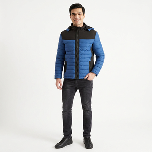 Custom Logo Custom Men's Standard <b>Bubble</b> <b>Coat</b> Streetwear Printing Webbing Puffer Jacket Winter Canvas Stand Collar Front 2025 - Product Image 1