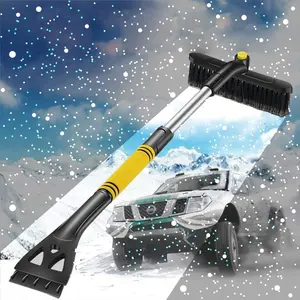 Pengikis Salju Otomatis Kendaraan Sekop Salju Sapu Salju 2-In-1 Pengikis Es Mobil Multifungsi Pengikis Es Portabel