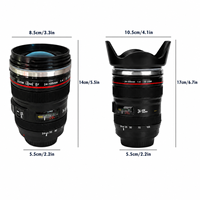 Mug à café personnalisé avec logo, 14 oz, en acier inoxydable à double paroi, isolé, anti-fuite, avec couvercle, en forme d'objectif d'appareil photo, idéal pour un cadeau