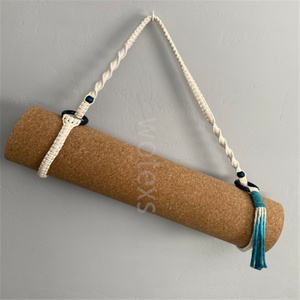 Sangle de transport en <span class=keywords><strong>macramé</strong></span> en coton doux personnalisée, multi-usages pour tapis de yoga et couverture - Product Image 2