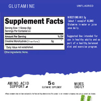 Complément en poudre instantanée de L-Glutamine pour le soutien digestif, immunitaire et esthétique, et la croissance musculaire - Usage adulte 450g