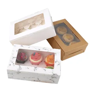 Scatole da forno personalizzabili personalizzate emballage bianche caja transparente para cupcakes confezione di carta scatola per torta da 6 tazze