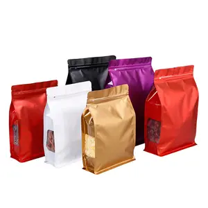 Custom Food Packaging Zip Seal Stand Up Pouches Eco Friendly Recyclable Resealable Matt Flat Bottom Pouch Zipper Bags