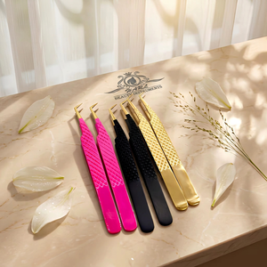 Volume Eyelash Extension Tweezers 45 Angle Short Tip Tweezers For Lash Extension Fiber Tips Boot Tip Tweezer For Eyelashes - Product Image 2