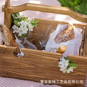 Wooden <b>Storage</b> <b>Box</b> Rectangle Portable Solid Wood Outdoor Picnic <b>Camping</b> Customizable Capacity - Product Image 4