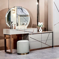 Ensemble de chambre à coucher de luxe en bois complet, lit double, cadre en bois, rangement à domicile, LED moderne, ensemble de meubles de chambre à coucher simple